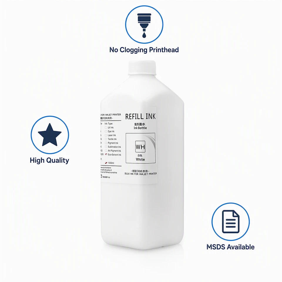 Bejgħ Dirett tal-Fabbrika EPSON 1000ML White Eco-Solvent Link